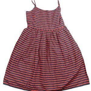 J. Crew Linen Preppy Size 6 Navy & Red Striped Lined Dress With Spaghetti Straps